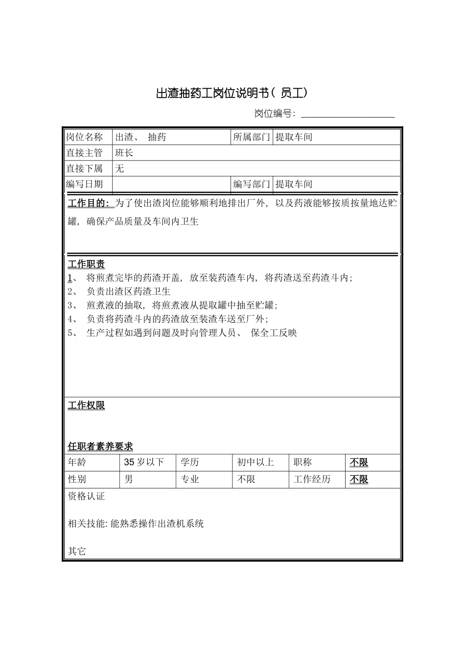 出渣抽药工岗位说明书_第2页