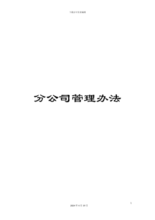 分公司管理办法