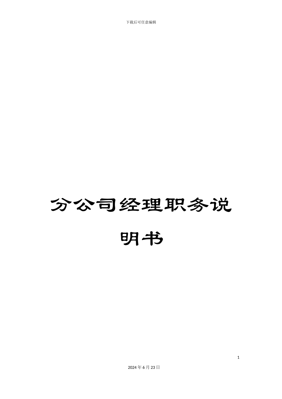 分公司经理职务说明书_第1页