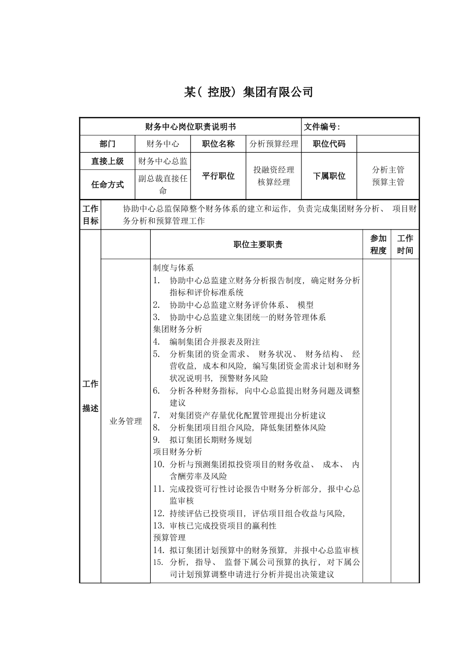 分析预算岗位说明书_第2页