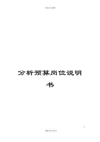 分析预算岗位说明书