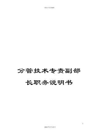 分管技术专责副部长职务说明书