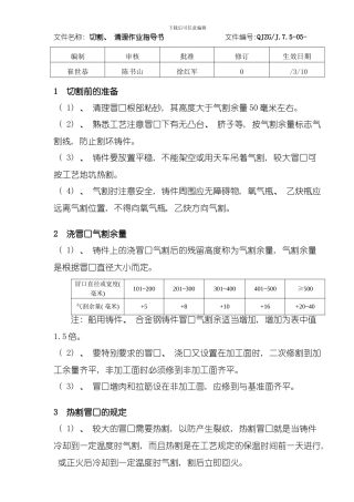 切割清理作业指导书模板