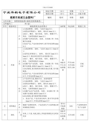 制程检验标准插座及转换器模板