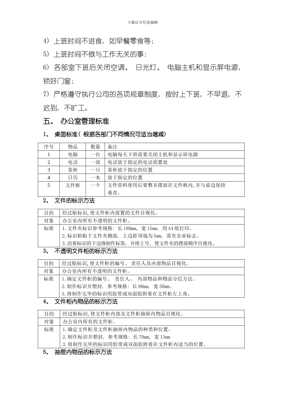 办公室五S管理规定模板_第3页