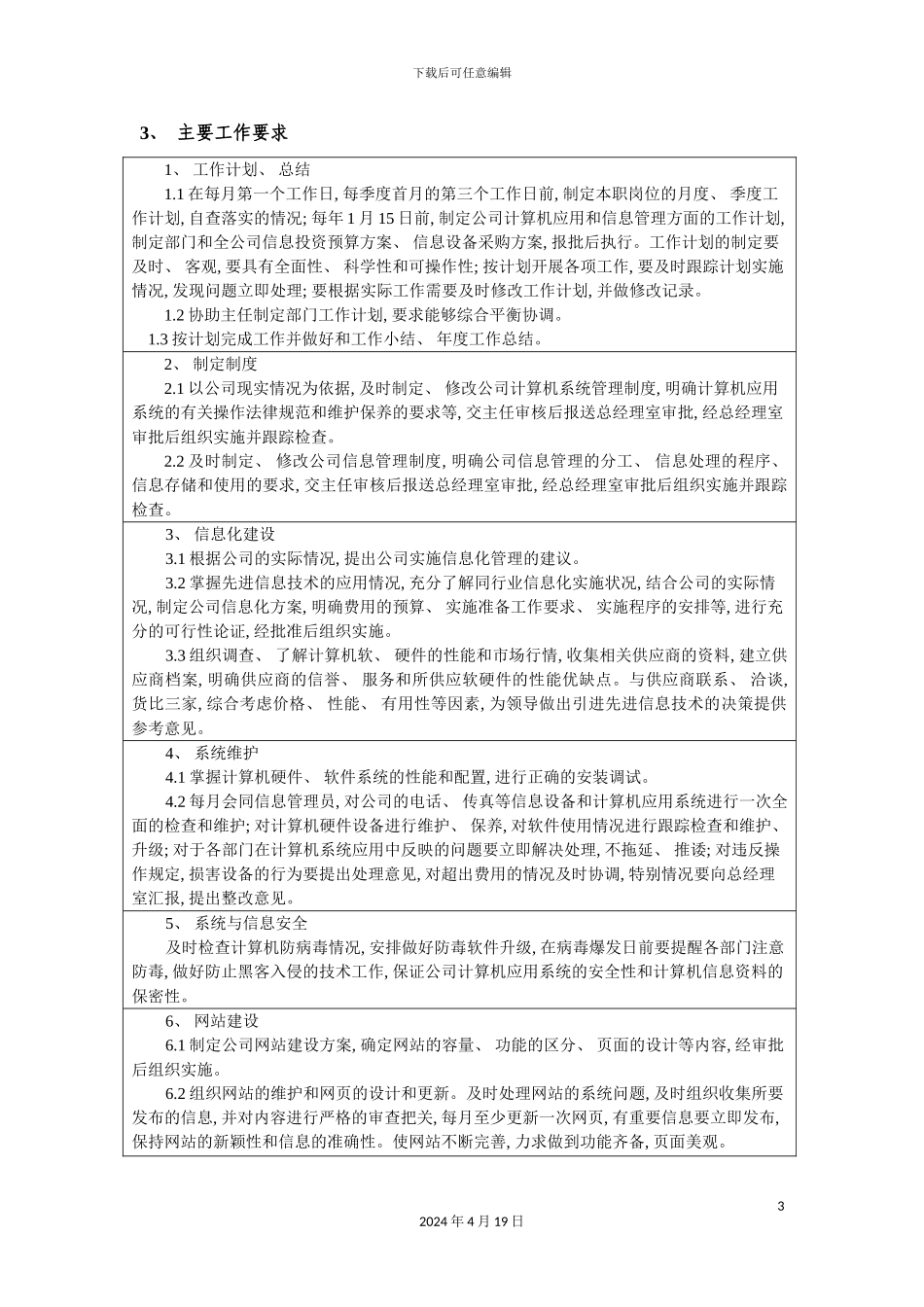 办公室副主任岗位任务说明书_第3页