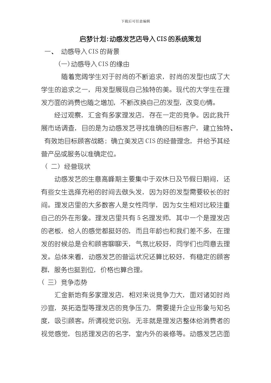 动感导入CIS的系统策划模板_第1页