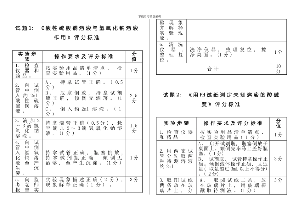 化学评分标准模板_第1页