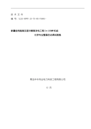 化水整套启动调试方案样本