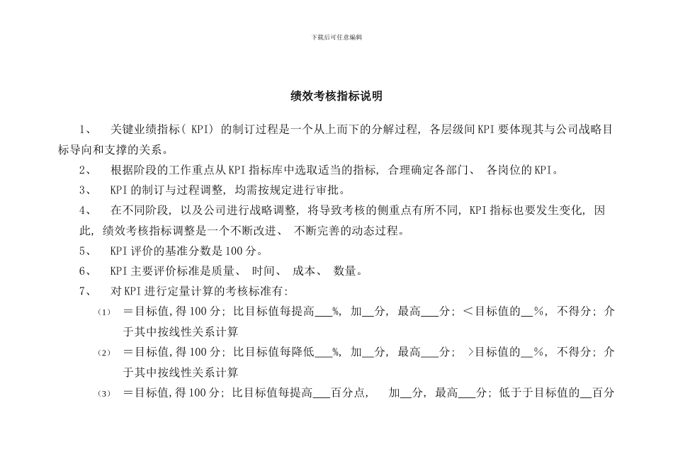 化纤企业绩效考核指标说明_第1页