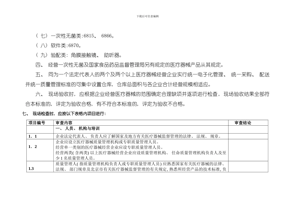 北京市医械经营企业检查标准表模板_第2页