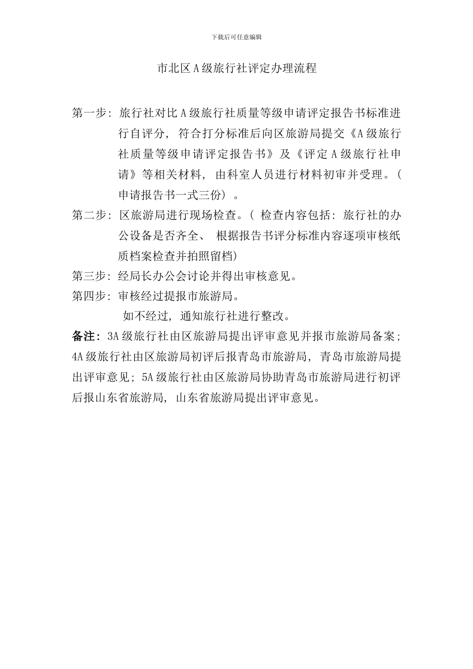 区A级旅行社评定办理流程_第1页