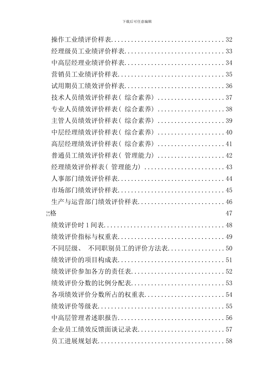 医药科技公司绩效考核表格范本_第3页