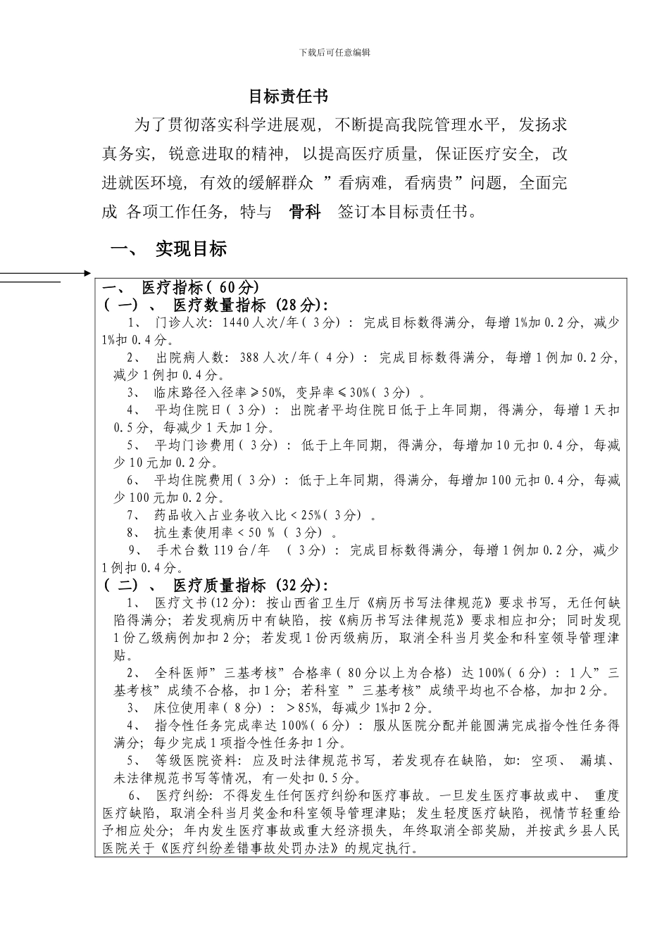 医院目标责任书_第1页