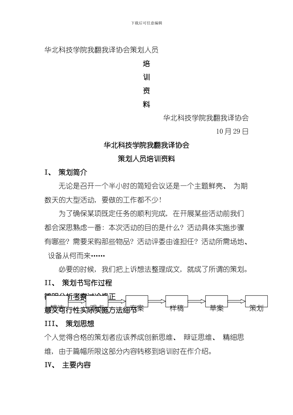 华北科技学院社团策划人员培训模板_第1页
