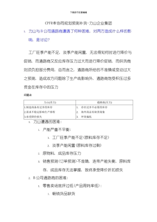 协同规划预测补货力山企业集团模板