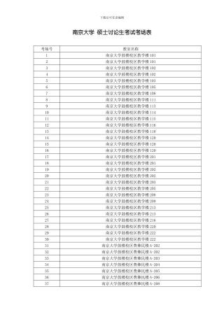 南京大学硕士研究生考试考场表模板