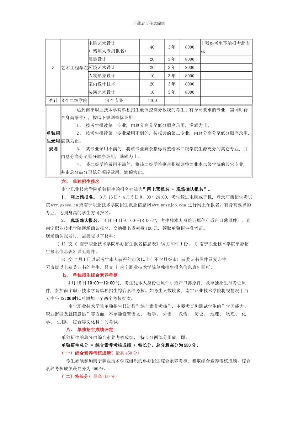 南宁职业技术学院单独招生章程模板_第3页
