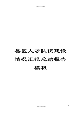 县区人才队伍建设情况汇报总结报告模板