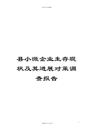 县小微企业生存现状及其发展对策调查报告