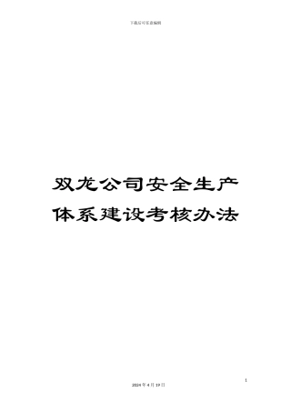 双龙公司安全生产体系建设考核办法