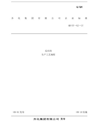 反应岗生产工艺规程