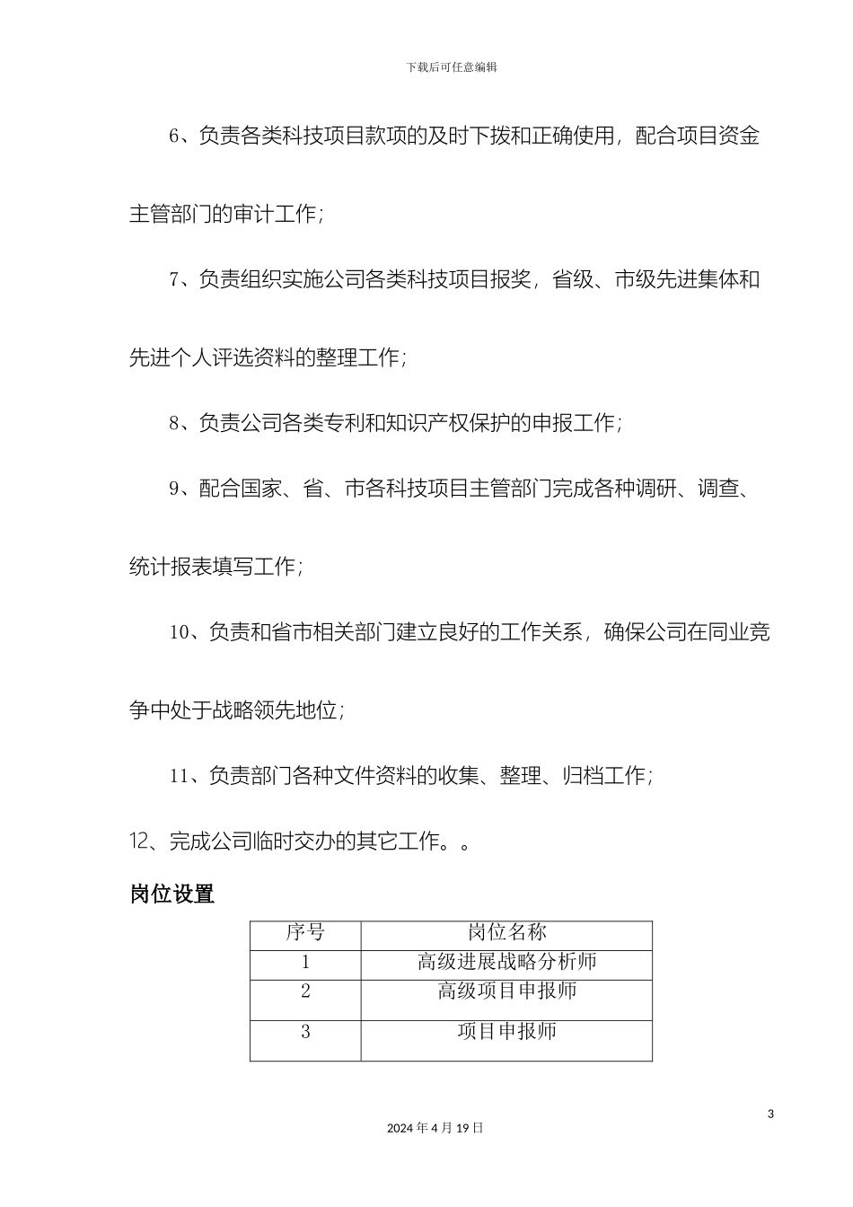 发展战略部部门职责及岗位职责_第3页