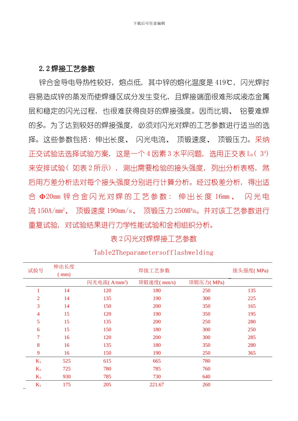 变形锌合金闪光对焊焊接工艺研究模板_第3页