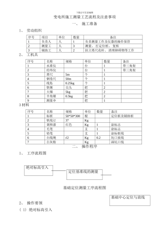 变电所施工测量工艺流程