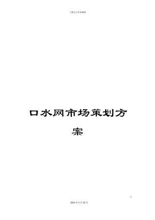 口水网市场策划方案