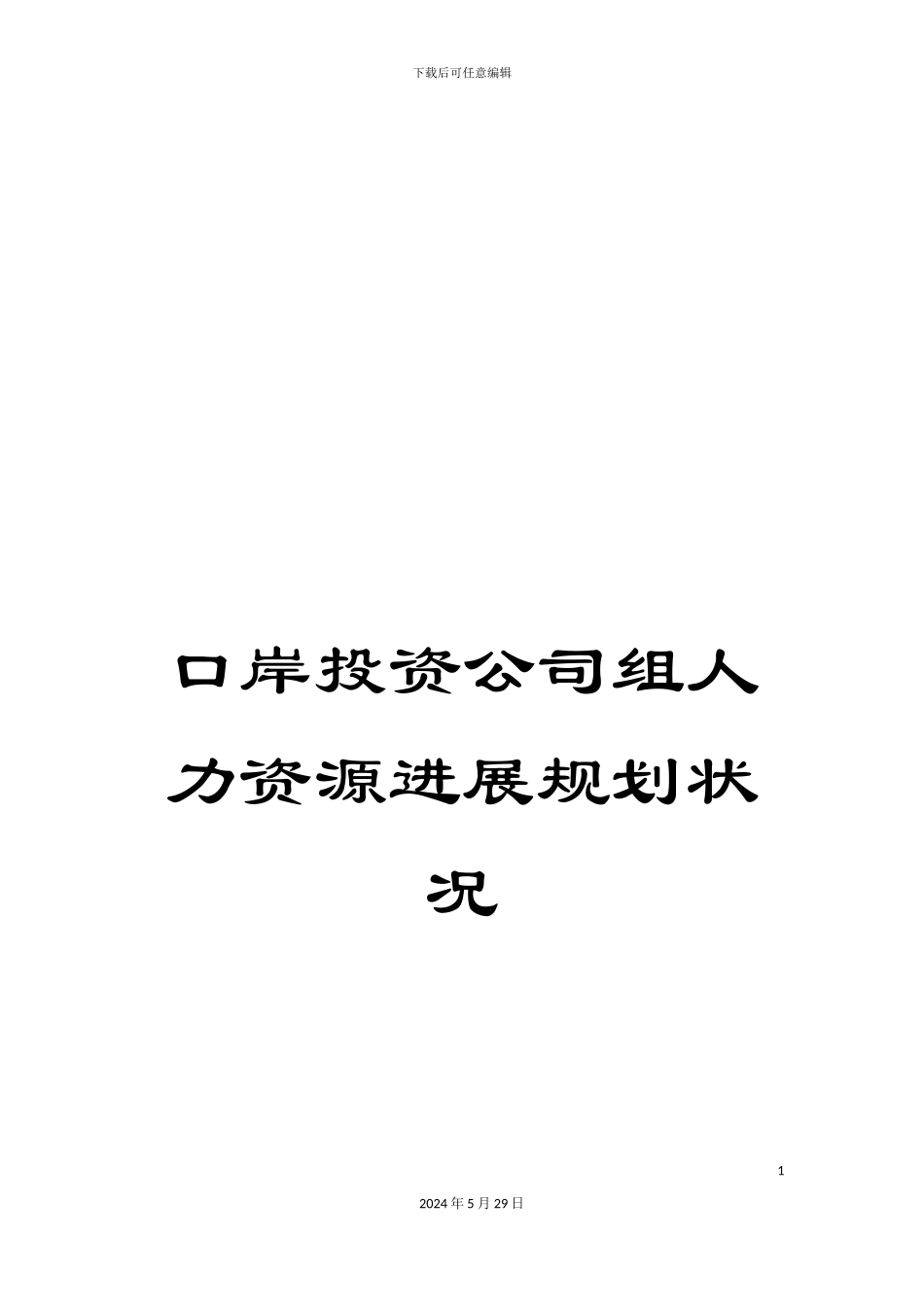 口岸投资公司组人力资源发展规划状况_第1页