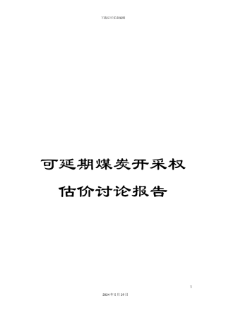 可延期煤炭开采权估价研究报告