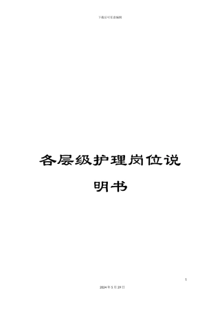 各层级护理岗位说明书