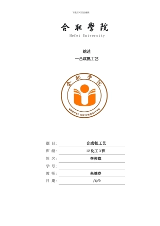 合成氨工艺模板