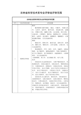吉林科学技术奖专业评审组评审范围模板