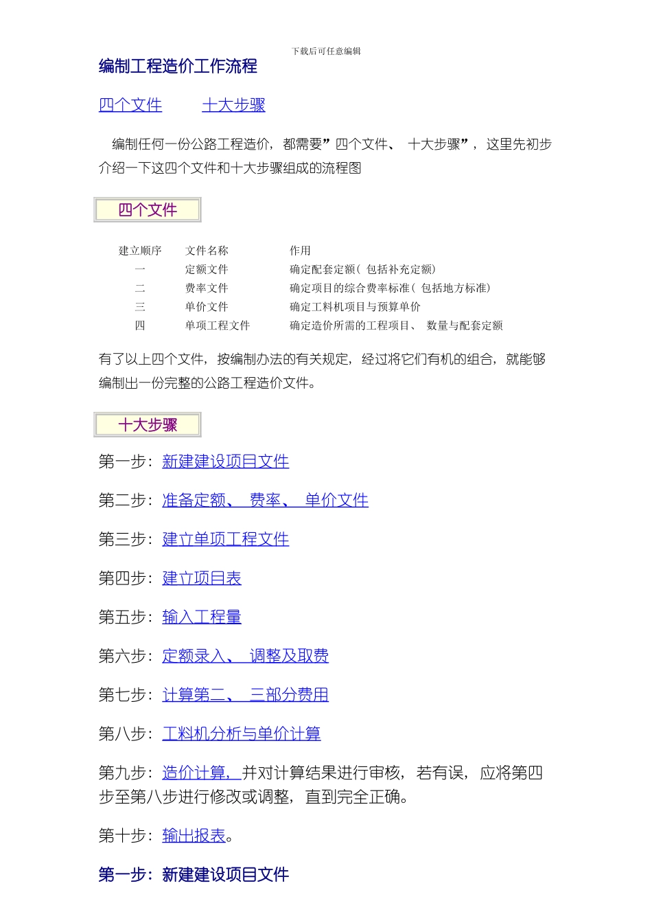 同望软件编制工程造价工作流程模板_第1页