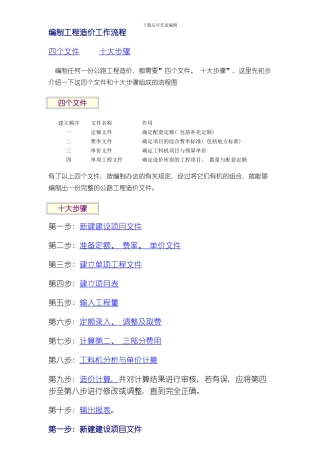 同望软件编制工程造价工作流程模板