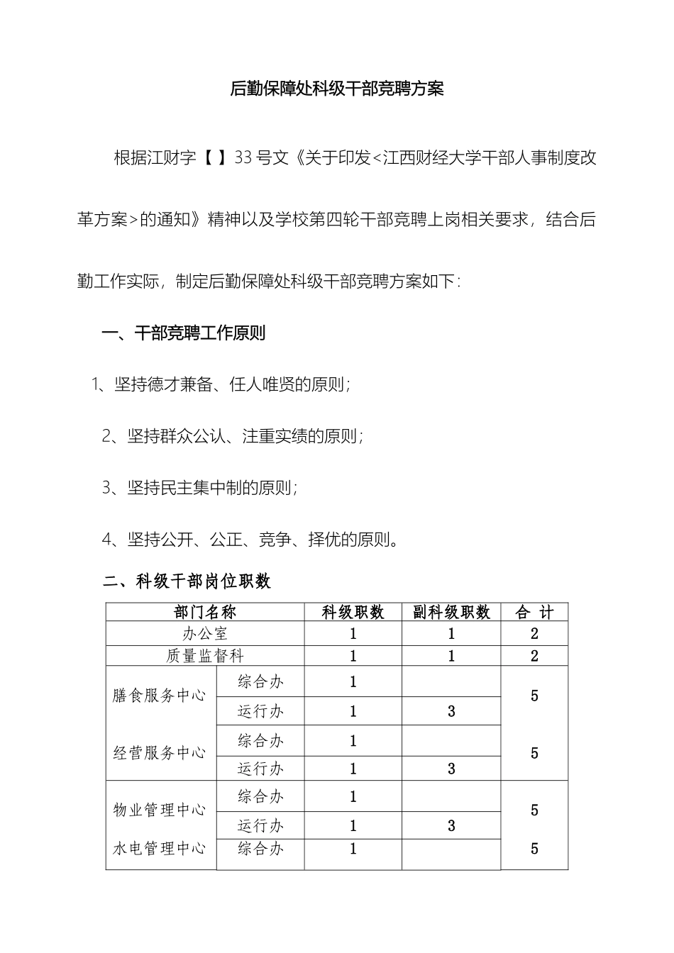 后勤保障处科级干部竞聘方案_第2页