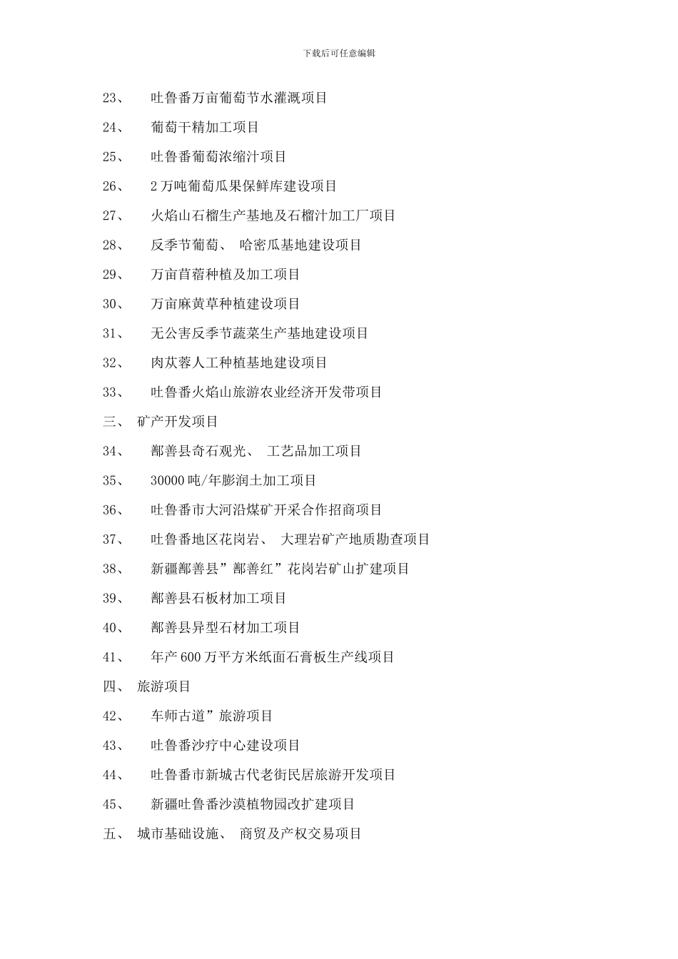 吐鲁番地区招商引资的项目样本_第2页