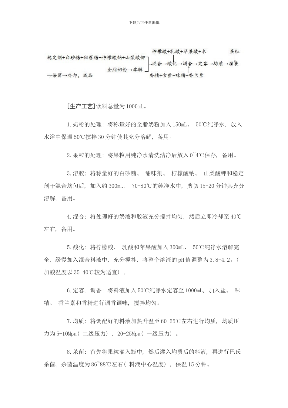 含果粒的调配型酸奶饮料生产工艺及配方样本_第2页