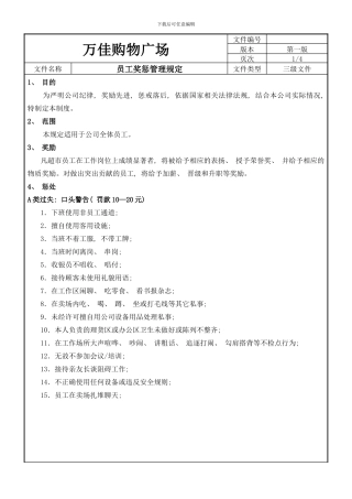 员工奖惩管理规定模板