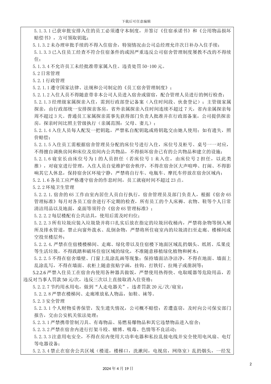 员工宿舍管理制度样本_第3页