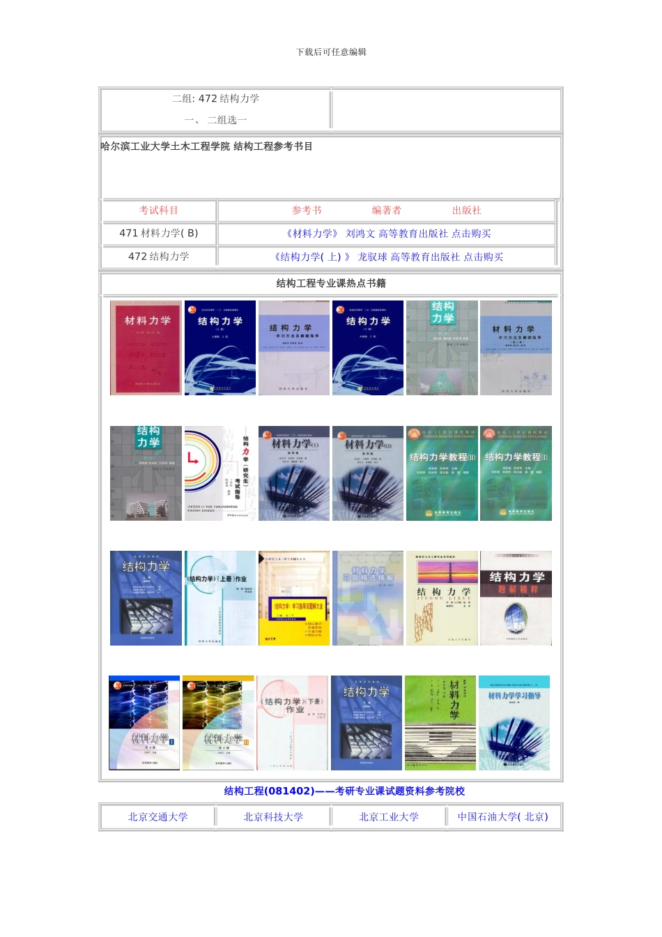 哈尔滨工业大学结构工程专业课试题资料清单模板_第2页