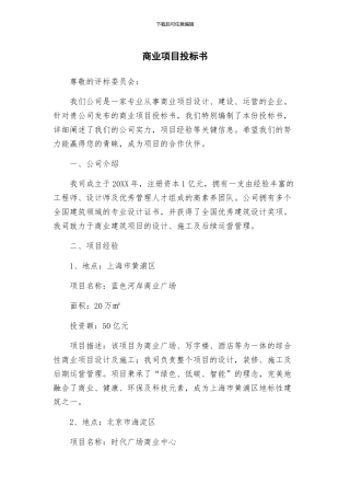 商业项目投标书