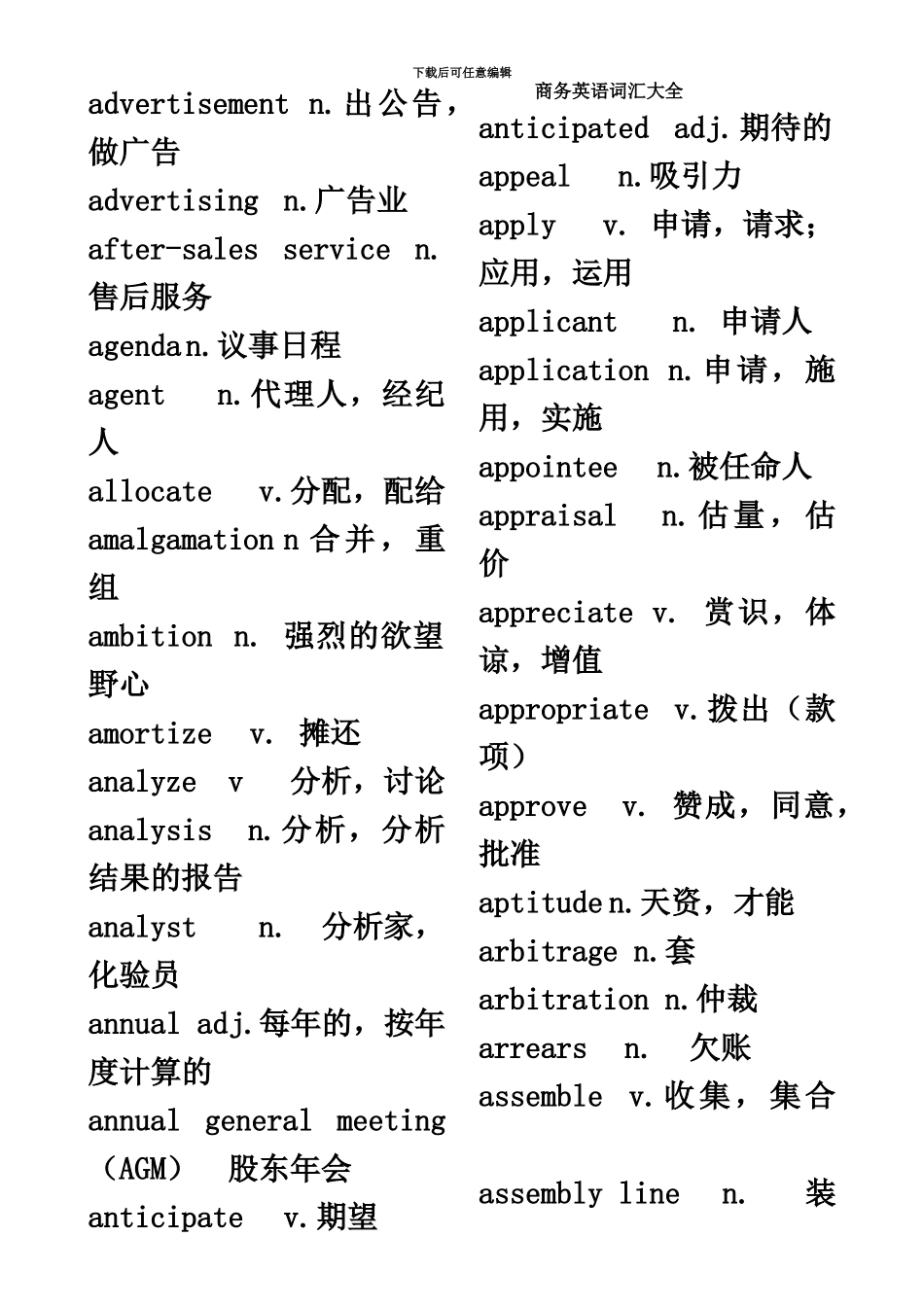 商务英语词汇大全BEC词汇打印版02_第3页