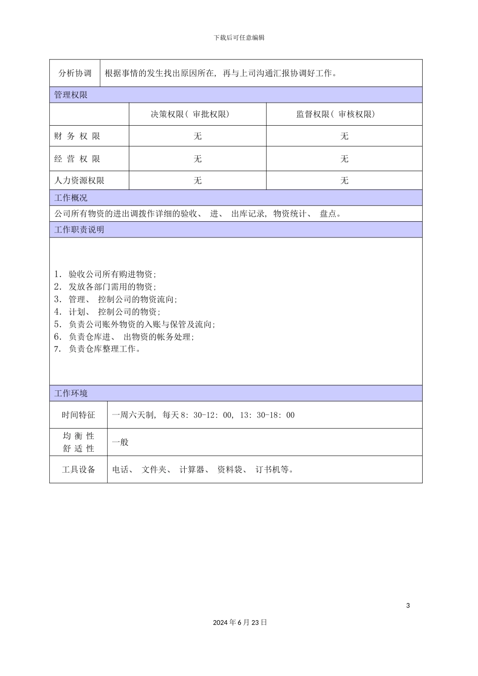 商场仓管职位说明书_第3页