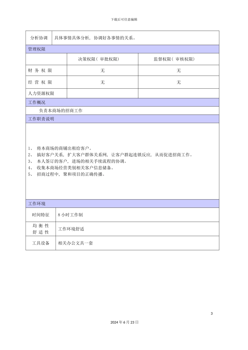 商场招商顾问职位说明书_第3页