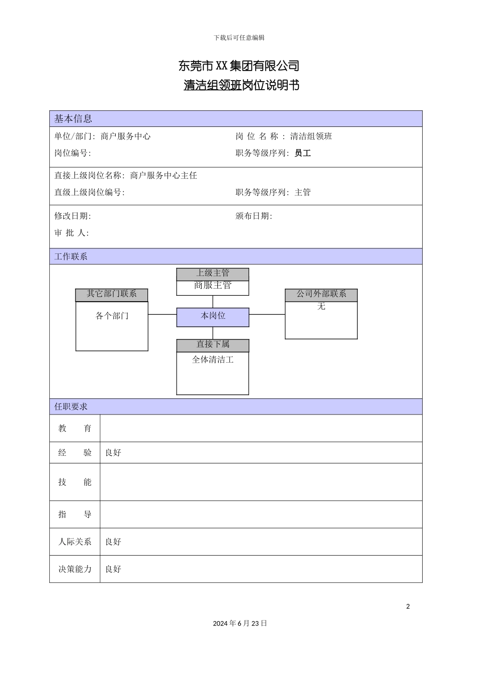 商场清洁工职位说明书_第2页