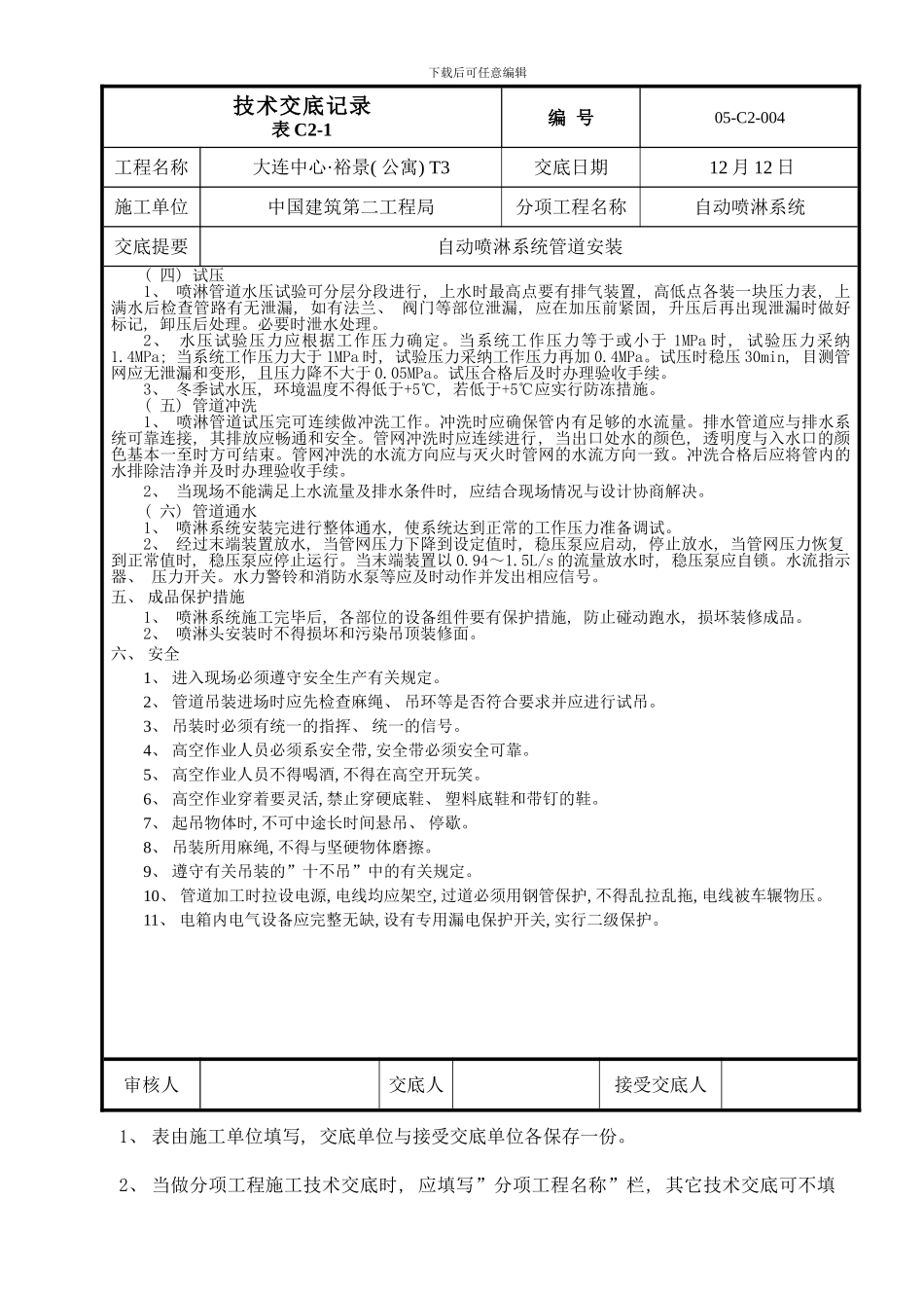 喷淋管道施工技术交底样本_第3页