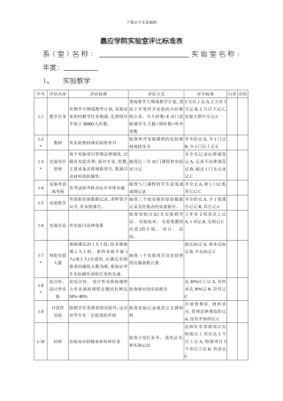 嘉应学院实验室评比标准表模板